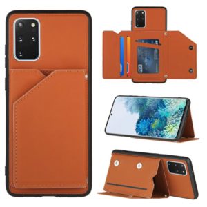 For Samsung Galaxy S20+ Skin Feel PU + TPU + PC Back Cover Shockproof Case with Card Slots & Holder & Photo Frame(Brown) (OEM)