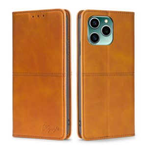For Honor 60 SE Cow Texture Magnetic Horizontal Flip Leather Phone Case(Light Brown) (OEM)