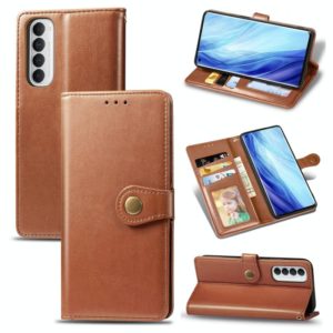 For Oppo Reno4 Pro 4G Retro Solid Color Leather Buckle Phone Case with Lanyard & Photo Frame & Card Slot & Wallet & Stand Function(Brown) (OEM)