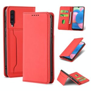 For Samsung Galaxy A30s Strong Magnetism Liquid Feel Horizontal Flip Leather Case with Holder & Card Slots & Wallet(Red) (OEM)
