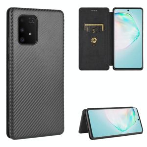 For Samsung Galaxy A91 / M80s / S10 Lite Carbon Fiber Texture Horizontal Flip TPU + PC + PU Leather Case with Rope & Card Slot(Black) (OEM)