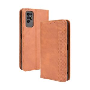 For Tecno Pova 2 Magnetic Buckle Retro Crazy Horse Texture Horizontal Flip Leather Case with Holder & Card Slots & Photo Frame(Brown) (OEM)