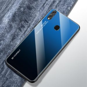 For Huawei Honor 8X Gradient Color Glass Case(Blue) (OEM)