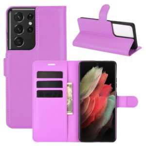 For Samsung Galaxy S21 Ultra 5G Litchi Texture Horizontal Flip Protective Case with Holder & Card Slots & Wallet(Purple) (OEM)
