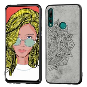 Embossed Mandala pattern PC + TPU + Fabric Phone Case for Huawei Y9 Prime (2019) / P Smart Z,with Lanyard & Magnetic(Gray) (OEM)