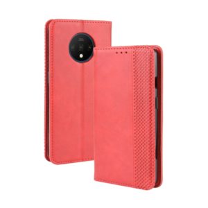 For OnePlus 7T Pro Magnetic Buckle Retro Crazy Horse Texture Horizontal Flip Leather Case with Holder & Card Slots & Photo Frame(Red) (OEM)