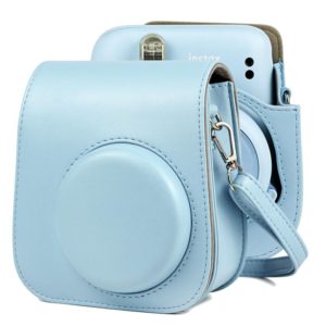 Solid Color Full Body Camera Leather Case Bag with Strap for FUJIFILM Instax mini 11 (Blue) (OEM)