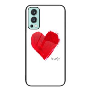 For OnePlus Nord 2 5G Colorful Painted Glass Phone Case(Love) (OEM)