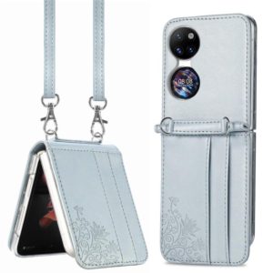 For Huawei P50 Pocket Diagonal Embossed Card Folding Phone Case(Silver) (OEM)