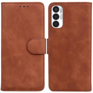 For Tecno Pova 3 LE7 Skin Feel Pure Color Flip Leather Phone Case(Brown) (OEM)