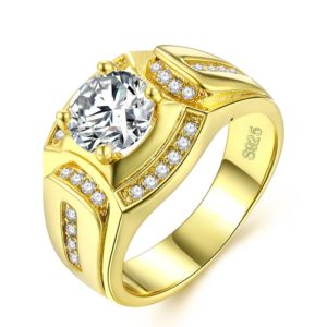 Fashion Businessman 18K White Gold Plated + AAA Zircon Men Diamond Ring, Size: 8, Diameter: 18.1mm, Perimeter: 57mm (OEM)