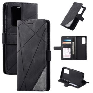 For Huawei P40 Skin Feel Splicing Horizontal Flip Leather Case with Holder & Card Slots & Wallet & Photo Frame(Black) (OEM)