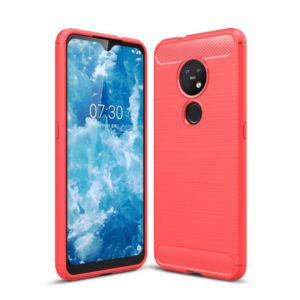 For Nokia 7.2 & 6.2 Brushed Texture Carbon Fiber TPU Protective Case(Red) (OEM)
