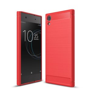 For Sony Xperia XA1 Ultra Brushed Texture Carbon Fiber Shockproof TPU Rugged Armor Protective Case(Red) (OEM)