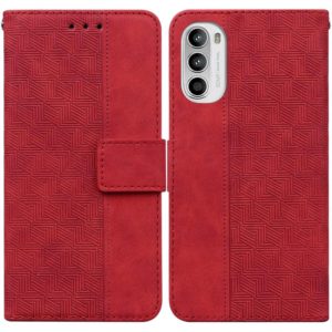 For Motorola Moto G52 Geometric Embossed Leather Phone Case(Red) (OEM)