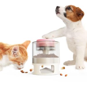 Dog Bowl Dog Toys Feeding Slow Food Catapult(Pink + White) (OEM)
