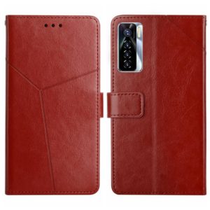 For Tecno Camon 17 Pro HT01 Y-shaped Pattern Flip Leather Phone Case(Brown) (OEM)
