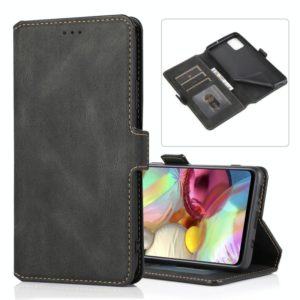 For Samsung Galaxy A71 Retro Magnetic Closing Clasp Horizontal Flip Leather Case with Holder & Card Slots & Photo Frame & Wallet(Black) (OEM)