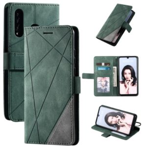 For Huawei P30 Lite Skin Feel Splicing Horizontal Flip Leather Case with Holder & Card Slots & Wallet & Photo Frame(Green) (OEM)