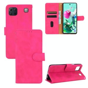 For LG K92 5G Solid Color Skin Feel Magnetic Buckle Horizontal Flip Calf Texture PU Leather Case with Holder & Card Slots & Wallet(Rose Red) (OEM)