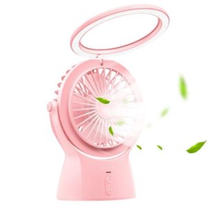 S1 Multi-function Portable USB Charging Mute Desktop Electric Fan Table Lamp, with 3 Speed Control (Pink) (OEM)