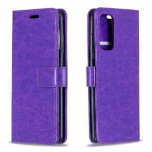 For Motorola Moto G50 Crazy Horse Texture Horizontal Flip Leather Case with Holder & Card Slots & Wallet & Photo Frame(Purple) (OEM)