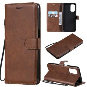 For OPPO A93 5G / A54 5G / A74 5G Solid Color Horizontal Flip Protective Leather Case with Holder & Card Slots & Wallet & Photo Frame & Lanyard(Brown) (OEM)