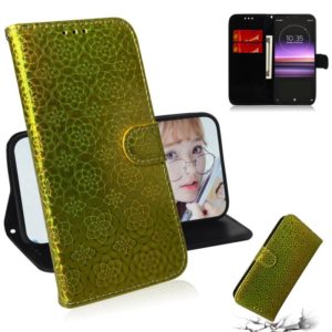 For Sony Xperia 1 Solid Color Colorful Magnetic Buckle Horizontal Flip PU Leather Case with Holder & Card Slots & Wallet & Lanyard(Gold) (OEM)