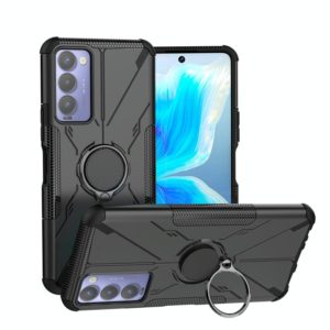 For Tecno Camon 18 Armor Bear Shockproof PC + TPU Phone Case with Ring Holder(Black) (OEM)