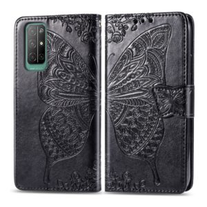 For Huawei Honor 30S Butterfly Love Flower Embossed Horizontal Flip Leather Case with Bracket / Card Slot / Wallet / Lanyard(Black) (OEM)