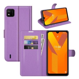 For Wiko Y62 Litchi Texture Horizontal Flip Protective Case with Holder & Card Slots & Wallet(Purple) (OEM)