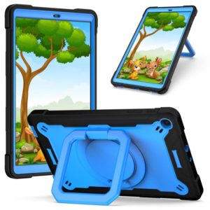 For Samsung Galaxy Tab A10.1 (2019) T510 Contrast Color Shockproof Robot Silicone + PC Case with Wristband Holder(Black + Blue) (OEM)