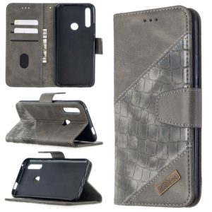 For Huawei P Smart Z Matching Color Crocodile Texture Horizontal Flip PU Leather Case with Holder & Card Slots & Wallet(Grey) (OEM)