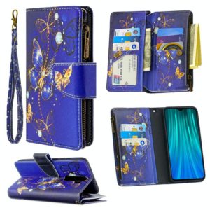 For Xiaomi Redmi Note 8 Pro Colored Drawing Pattern Zipper Horizontal Flip Leather Case with Holder & Card Slots & Wallet(Purple Butterfly) (OEM)