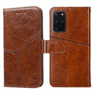 For Samsung Galaxy S20+ Geometric Stitching Horizontal Flip TPU + PU Leather Case with Holder & Card Slots & Wallet(Light Brown) (OEM)