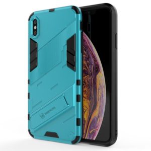 For iPhone XS Max Punk Armor 2 in 1 PC + TPU Shockproof Case with Invisible Holder(Blue) (OEM)