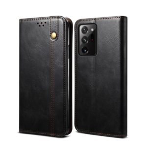 For Samsung Galaxy S20 Plus Simple Wax Crazy Horse Texture Horizontal Flip Leather Case with Card Slots & Wallet(Black) (OEM)