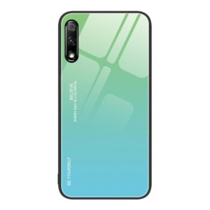 For Honor 9X Gradient Color Glass Phone Case(Green Cyan) (OEM)