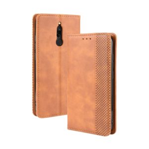 For Xiaomi Redmi 8 Magnetic Buckle Retro Crazy Horse Texture Horizontal Flip Leather Case with Holder & Card Slots & Photo Frame(Brown) (OEM)