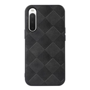 For Sony Xperia 10 IV Weave Plaid PU Phone Case(Black) (OEM)