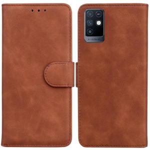 For Infinix Note 10 X693 Skin Feel Pure Color Flip Leather Phone Case(Brown) (OEM)