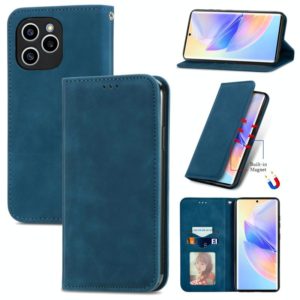 For Honor 60 SE Retro Skin Feel Magnetic Horizontal Flip Leather Phone Case(Blue) (OEM)