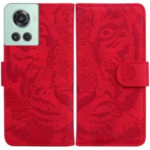 For OnePlus 10R / Ace Tiger Embossing Pattern Horizontal Flip Leather Phone Case(Red) (OEM)