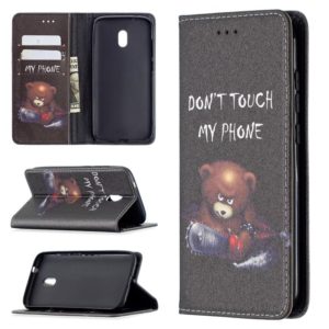 For Nokia C1 Plus Colored Drawing Pattern Invisible Magnetic Horizontal Flip PU Leather Case with Holder & Card Slots & Wallet(Bear) (OEM)