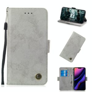 For iPhone 11 Pro Retro Horizontal Flip Leather Case with Card Slot & Holder(Gray) (OEM)
