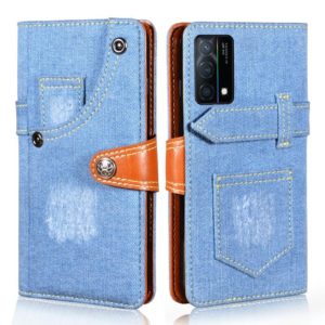 For OPPO K9 5G Denim Horizontal Flip Leather Case with Holder & Card Slot & Wallet(Light Blue) (OEM)