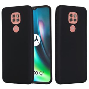 For Motorola Moto G9 Play Pure Color Liquid Silicone Shockproof Full Coverage Case(Black) (OEM)