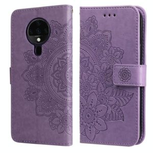 For Tecno Spark 6 7-petal Flowers Embossing Pattern Horizontal Flip PU Leather Case with Holder & Card Slots & Wallet & Photo Frame(Light Purple) (OEM)