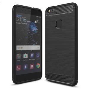 For Huawei P10 Lite Brushed Carbon Fiber Texture Shockproof TPU Protective Cover Case (Black) (OEM)