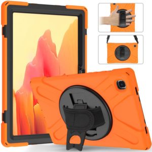 For Samsung Galaxy Tab A7 10.4 2020 T500 / T505 Shockproof Colorful Silicone + PC Protective Case with Holder & Shoulder Strap & Hand Strap(Orange) (OEM)